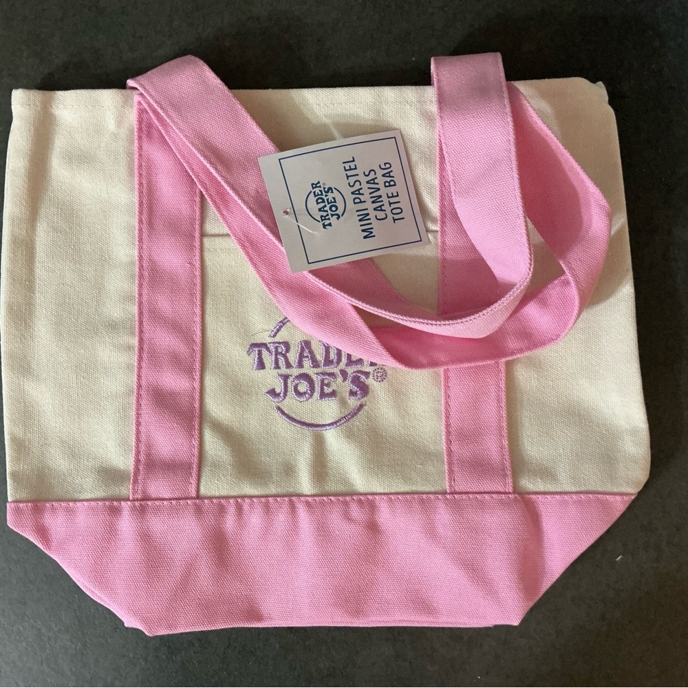 Trader Joe's Pink, Blue and Mint Tote Bag Set of 3 - Picture 2 of 4